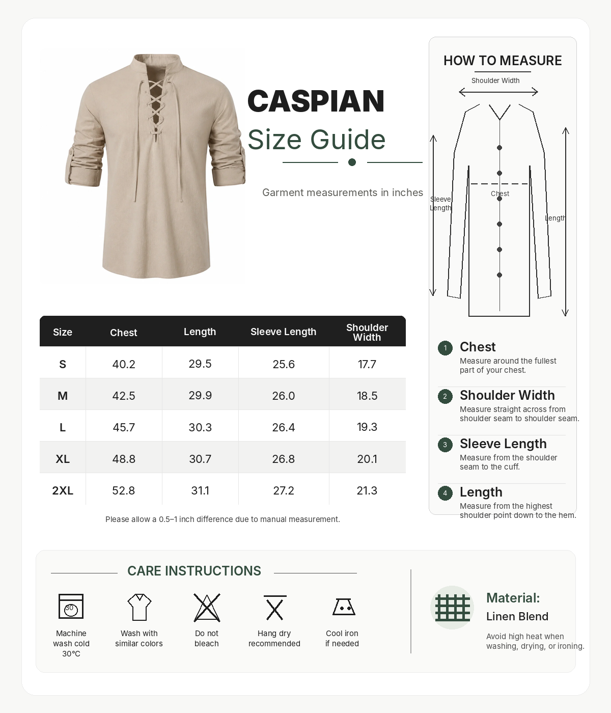 Caspian Men’s Relaxed-Fit Lace-Up Shirt