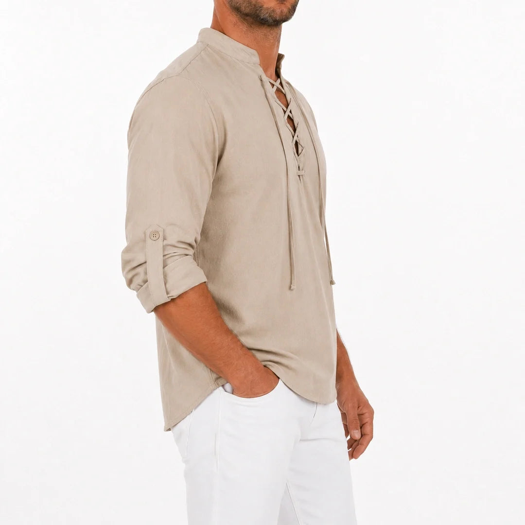 Caspian Men’s Relaxed-Fit Lace-Up Shirt