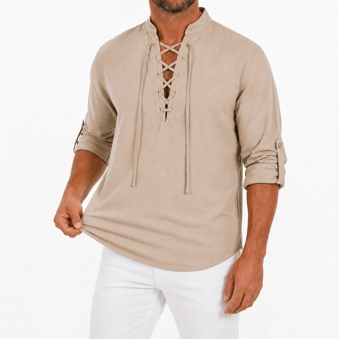 Caspian Men’s Relaxed-Fit Lace-Up Shirt