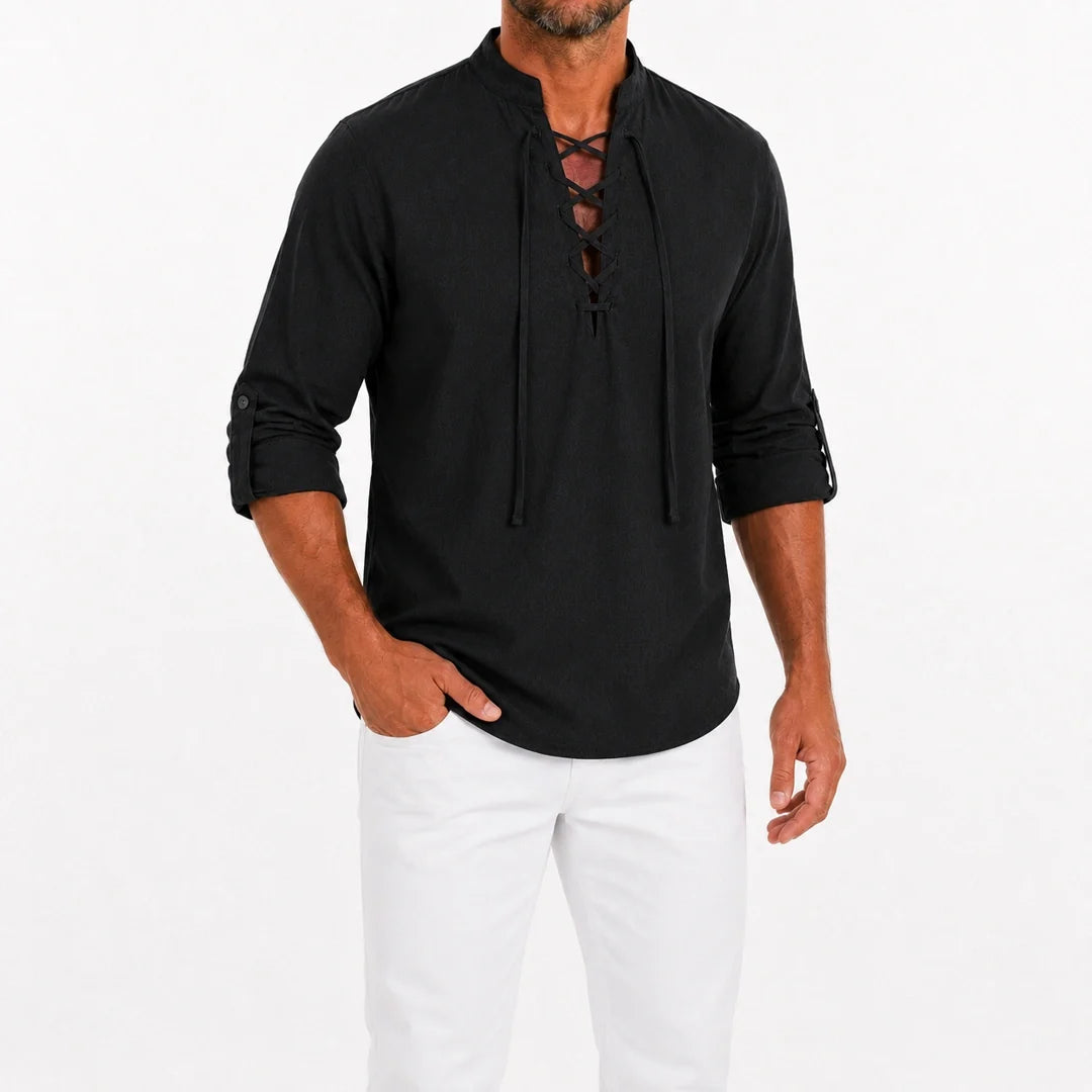 Caspian Men’s Relaxed-Fit Lace-Up Shirt
