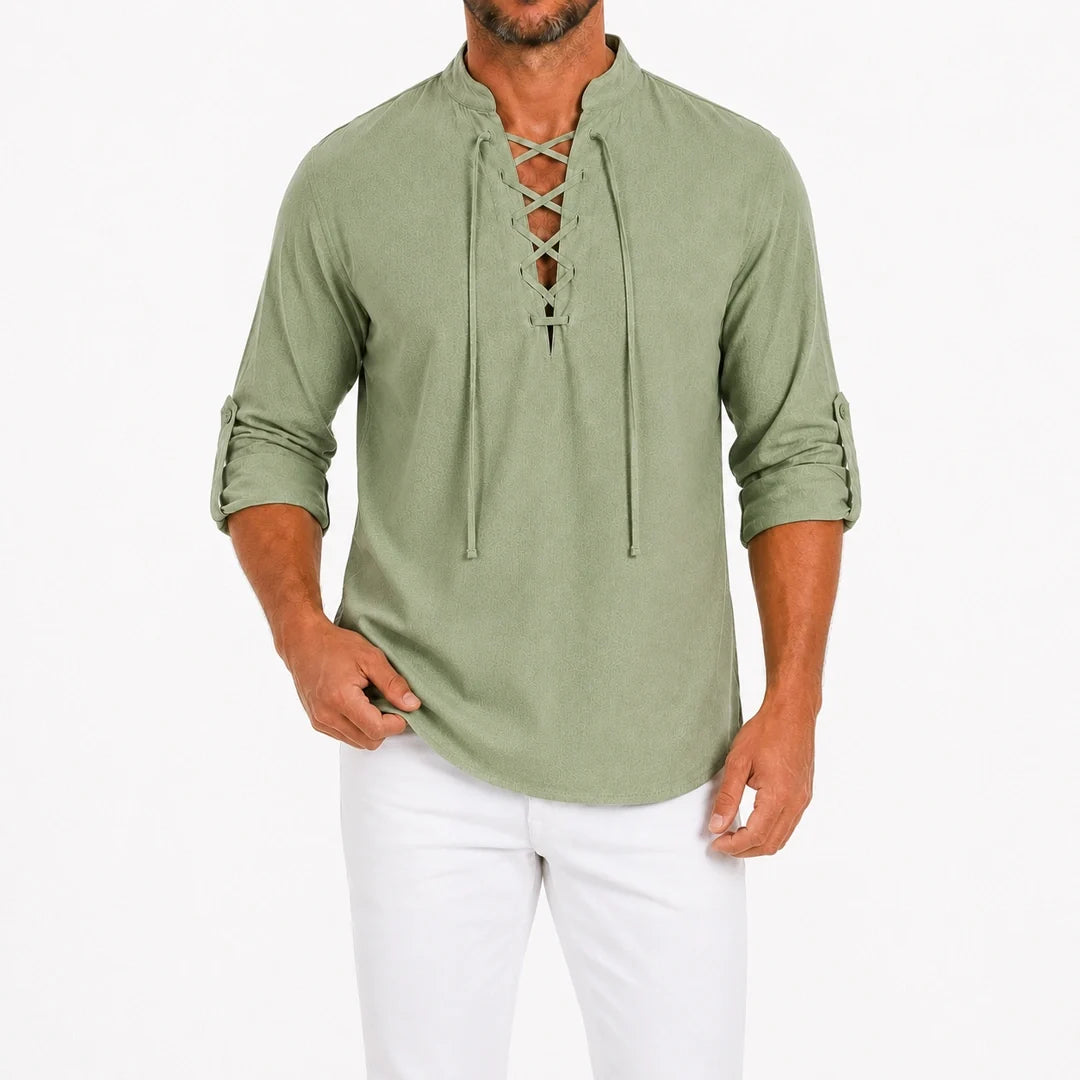 Caspian Men’s Relaxed-Fit Lace-Up Shirt