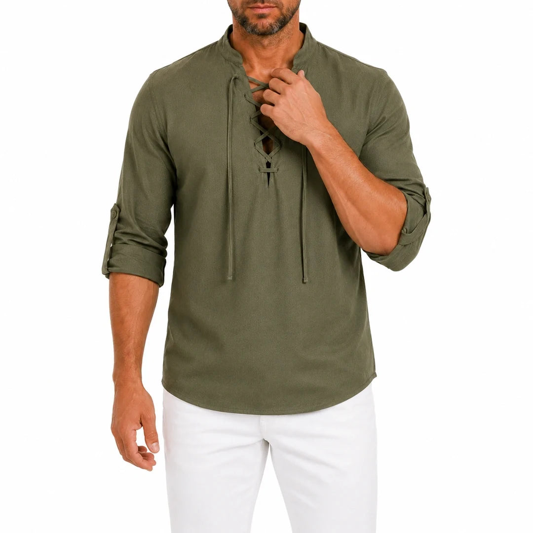 Caspian Men’s Relaxed-Fit Lace-Up Shirt